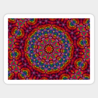 Rainbow coloured mandala style fractal pattern Sticker